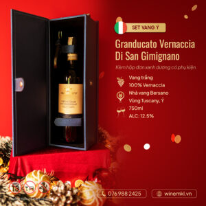 Set vang Ý Granducato Veranccia Di San Gimignano kèm hộp da xanh dương có phụ kiện