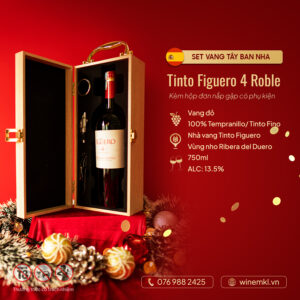 set quà tặng noel rượu vang đỏ tây ban nha tinto figuero 4 ruble chính hãng